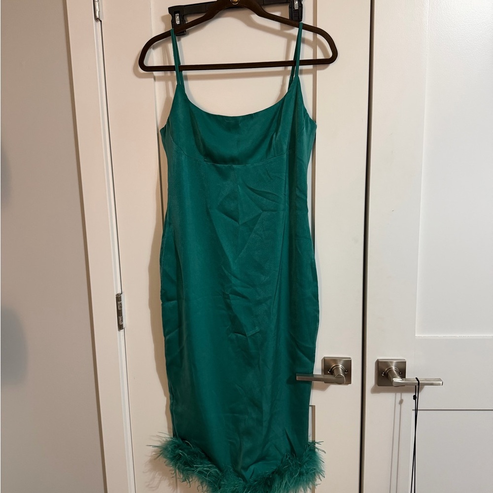 Miss Lola Teal Satin Dress